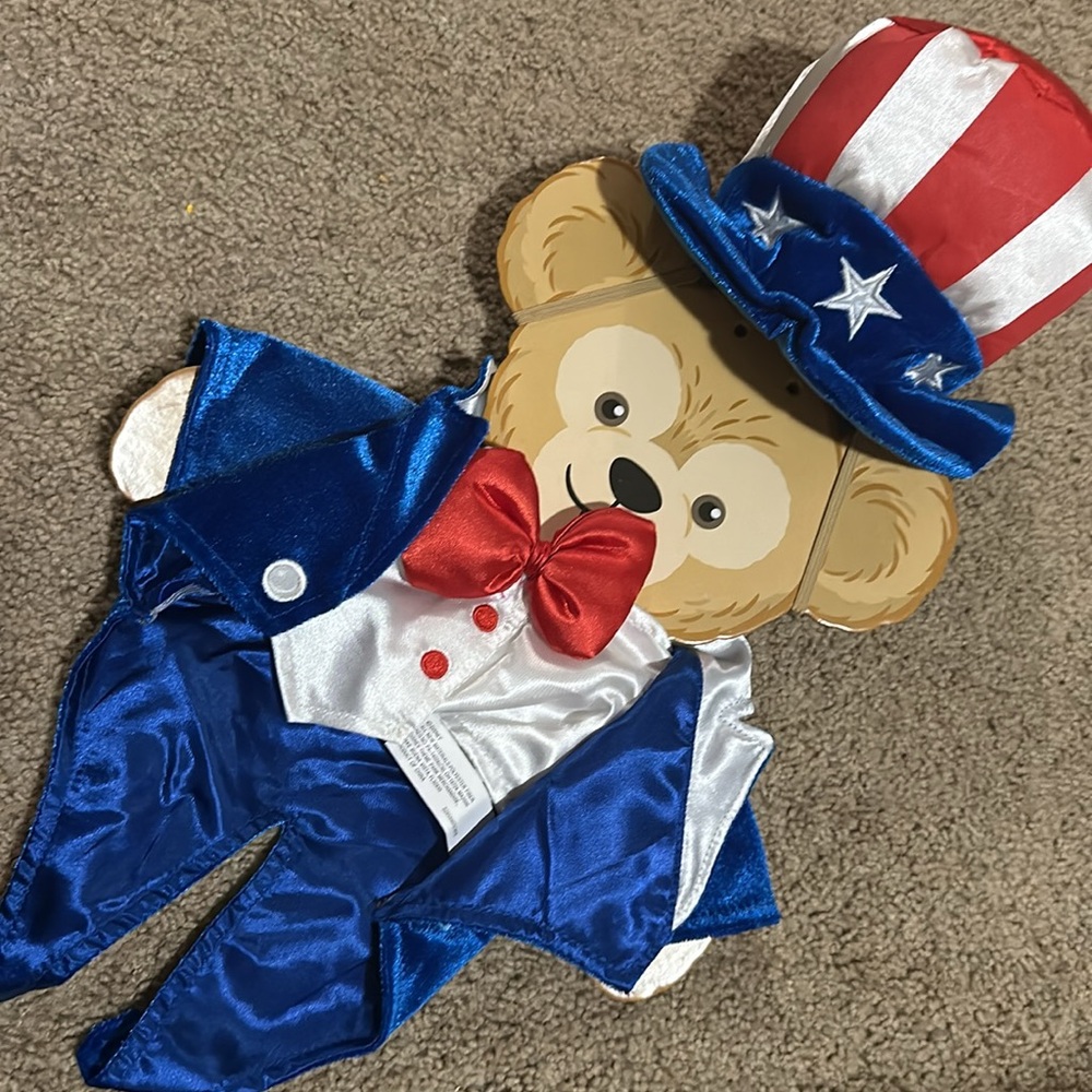 Disney World-Duffy Bear Uncle Sam Americana Patriotic 4th of July Outfit 17"